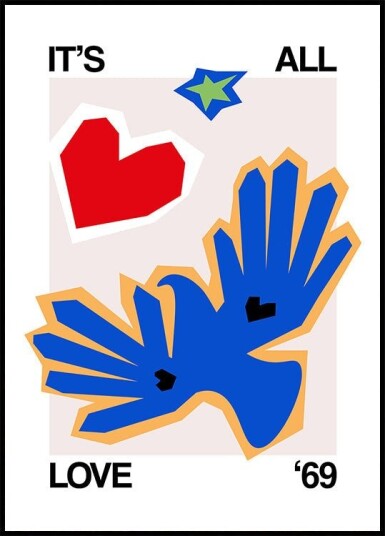 It"s All Love "69 Bird Blue Plakat Plakat / 21x30cm