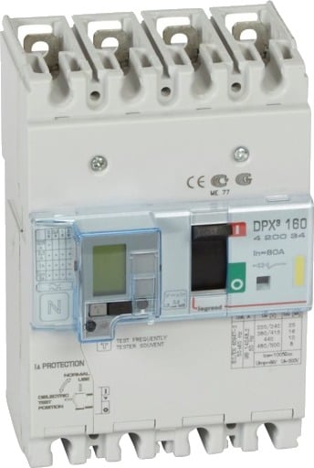 Legrand DPX3 160 Termisk Sikring + Jordfeil 4P 80A 16kA