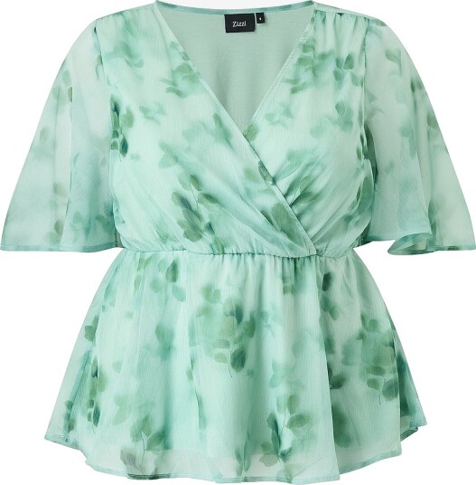 Zizzi Bluse mSaina 1/2 Blouse Grønn Zizzi Bluse mSaina 1/2 Blouse Grønn