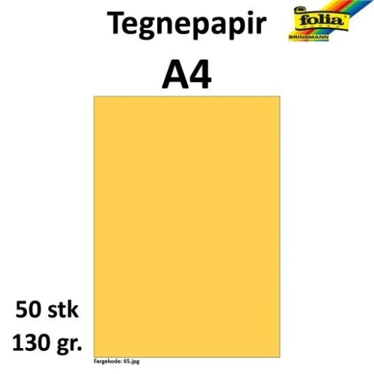Folia Tegnepapir A4 50 ark, 130g, Gull
