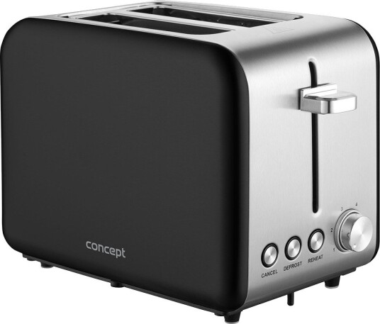 Concept TE2052 Brødrister - 950W, 6 bruningsnivåer, automatisk sentrering - Svart