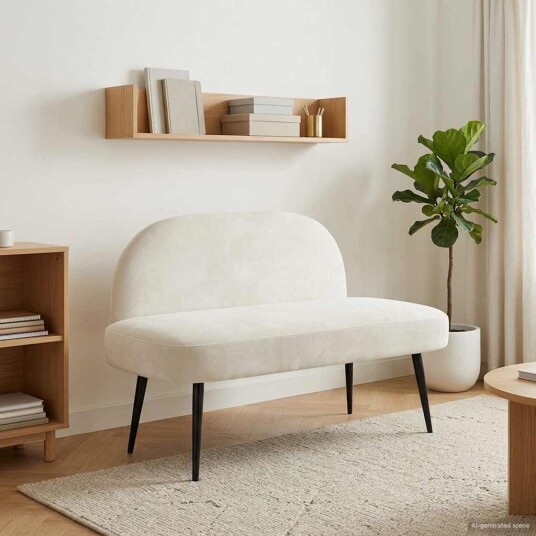 vidaXL Polstret benk med ryggstøtte Krem 110 x 60 x 76 cm Fløyel
