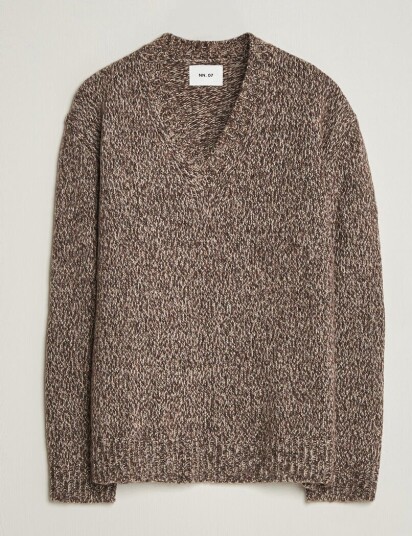 NN07 Flint Wool Knitted V Neck Deep Truffle