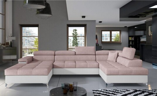 Seksjon Eltap Eduardo 337x205x88 cm Omega 91 Soft 17 Rosa Hvit Høyre
