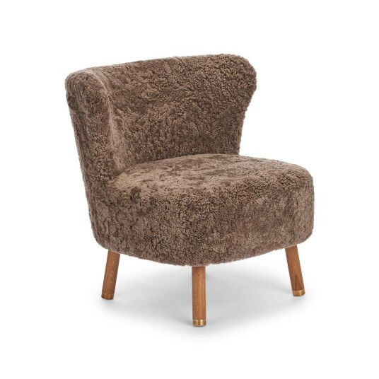 Natures Collection Emil Lounge Chair Korthåret Lysebrun Eik m. messing