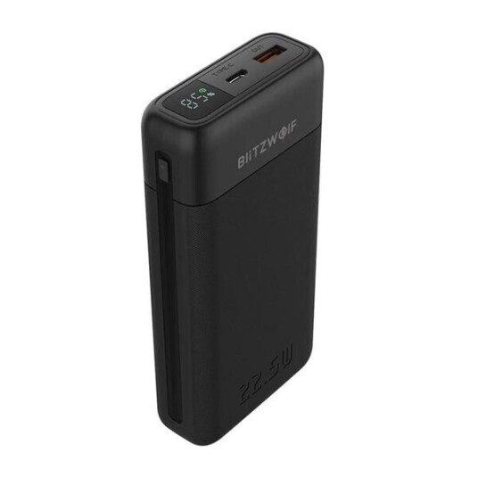BlitzWolf BW-P22 20000 mAh Powerbank med 22,5 W Hurtiglading Svart