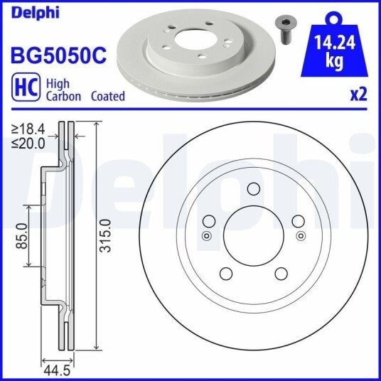 DELPHI BG5050C Bremseskive
