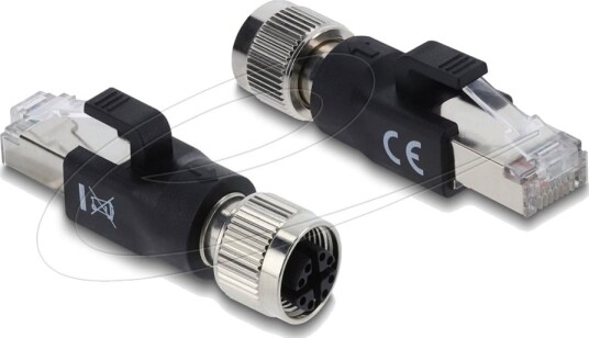 Delock Nettverksadapter 8 Pin M12 X Hunn Til Rj 45 Hann Cat 6 Svart
