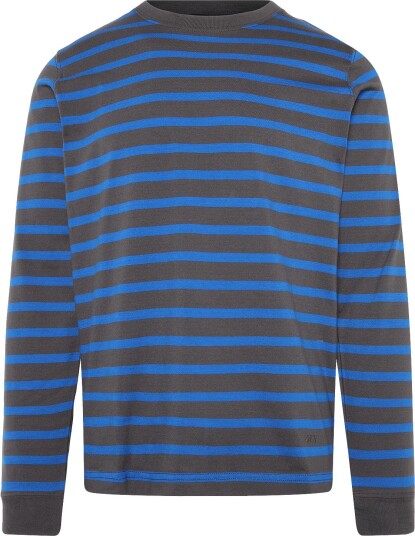 Mads Nørgaard Cotton Jersey Stripe Frode Tee Ls ASPHALT/LAPIS BLUE XXL