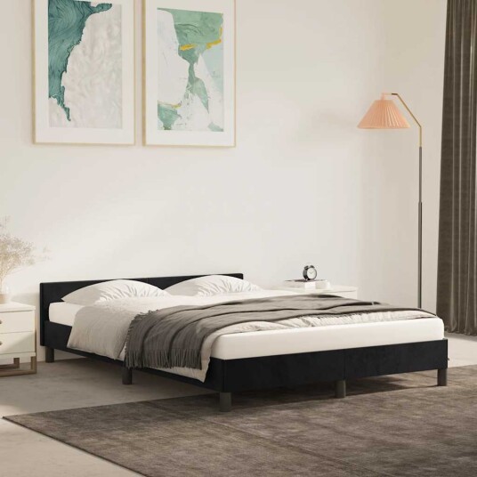  Sengeramme uten madrass svart 180x200cm Super King fløyel