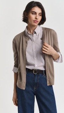 GANT Extrafine Merino Wool Cardigan - Beige - S