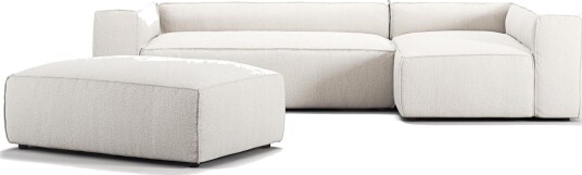 Decotique Grand 4 seters Divansofa med Åpen Ende og Fotskammel Høyre Damp/ Hvit