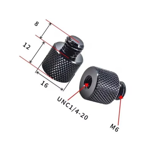 INF Stativ M12 til 1/4" hann 5-pakning M6