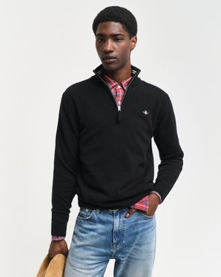 Lammeullsgenser med half-zip BLACK XXXL Lammeullsgenser med half-zip BLACK XXXL