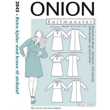 ONION Snittmønster 2045 Retrokjoler med Krage Str XS XL ONION Snittmønster 2045 Retrokjoler med Krage Str XS XL
