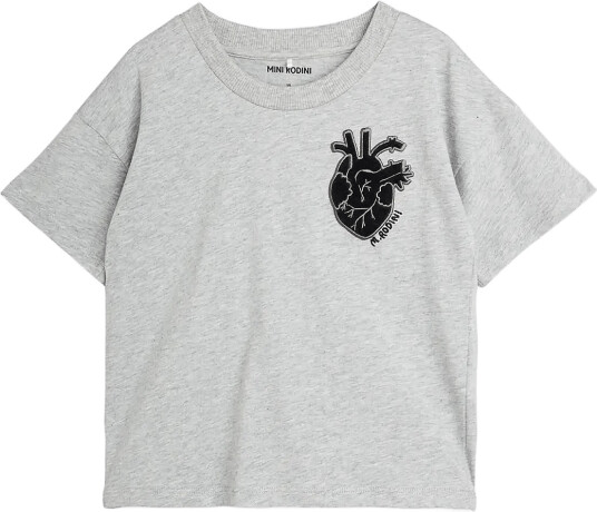 Mini Rodini Heart Application Ss Tee Grey 92/98