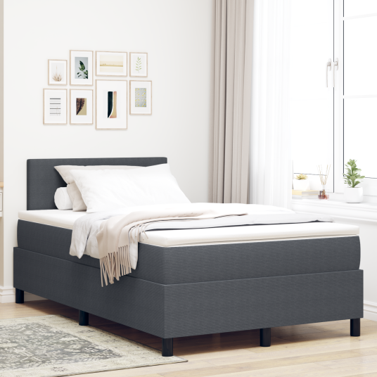 Box Spring Seng med Madrass Mørk Grå 120x200 cm Kordfløyel Stoff