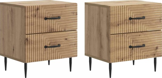 Nattbordskap med skuff 2 pcs Artisan eik 43 x 34,5 x 47,5 cm