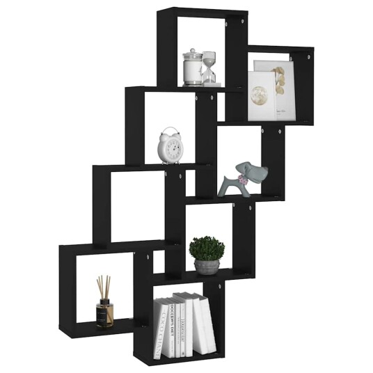 vidaXL Kubeformet vegghylle svart 90x15x119 cm sponplate vidaXL Kubeformet vegghylle svart 90x15x119 cm sponplate