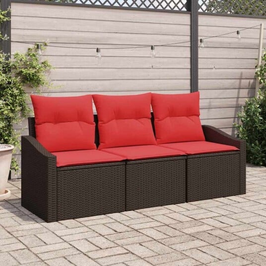 vidaXL Sofa sett 3 stk. Brun polyrotting