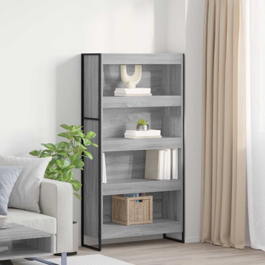  Bokskap 2 pcs Grå Sonoma 80 x 30 x 155 cm Konstruert tre