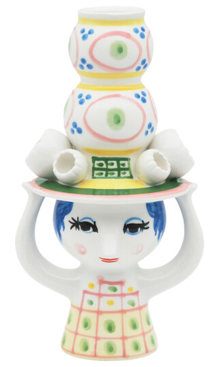 Bjørn Wiinblad Lady with Hat 16 cm Rosa Lysestake i Keramikk Bjørn Wiinblad Lady with Hat 16 cm Rosa Lysestake i Keramikk