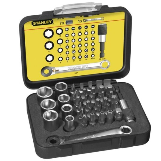 Stanley 39 Delt Verktøysett med Magnetisk Bitsholder og Oppbevaringsveske