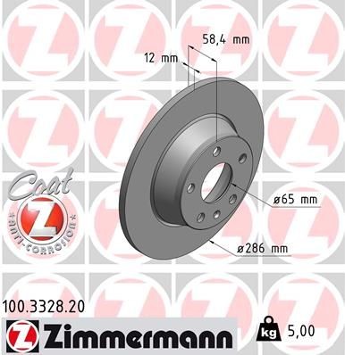 Bremseskive ZIMMERMANN 100.3328.20 Bremseskive ZIMMERMANN 100.3328.20