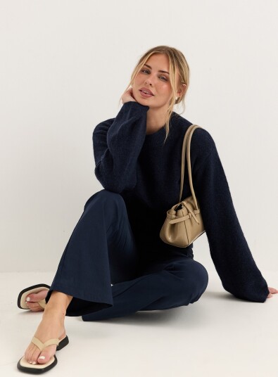 Bubbleroom Mid Waist Stretchy Flared Trousers