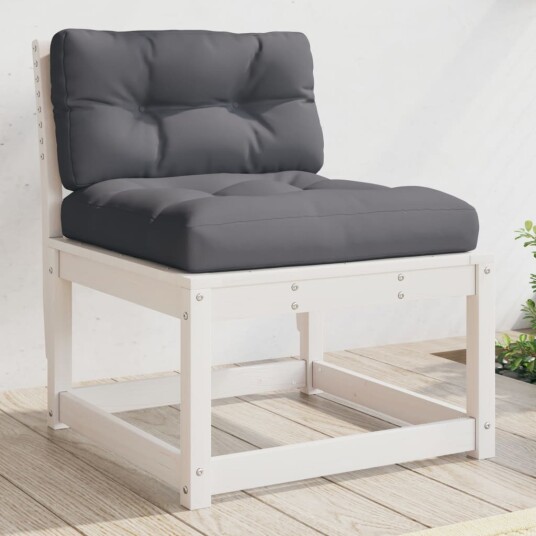  Hagesofa med puter hvit heltre furu 844690