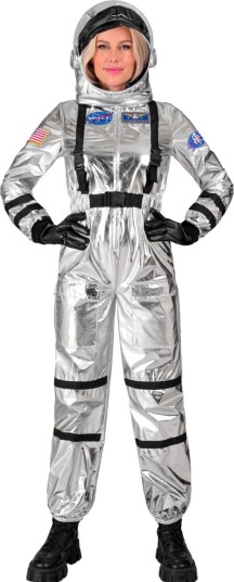 Sølvfarget Astronaut Damekostyme - Large Sølvfarget Astronaut Damekostyme - Large