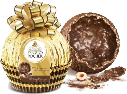 Grand Ferrero Rocher - Stort Hult Melkesjokoladeegg med Hasselnøttbiter 125 gram