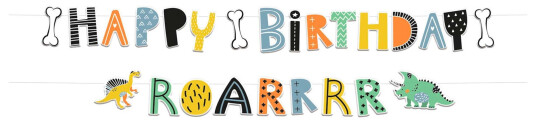 Folat BV Bokstavgirlander Happy Birthday Dino Roar