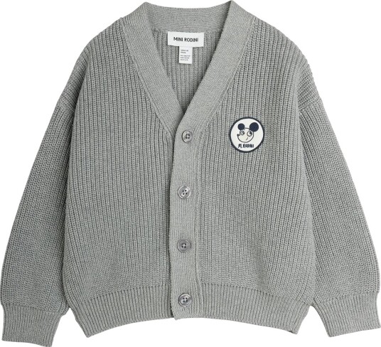 Mini Rodini Ritzratz Patch Knitted Cardigan   Grey   92/98