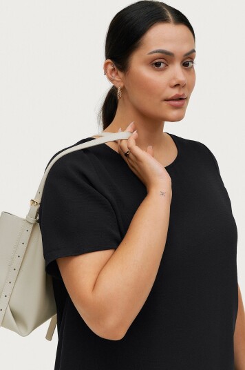 Only Carmakoma   Kjole carLux SS Tunic Dress Wvn   Svart