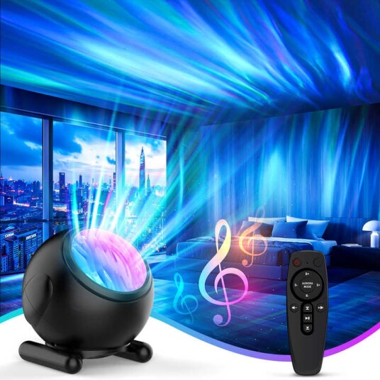Aurora Galaxy Projektor RGB LED Nattlampe med Norskskenseffekt Lydeffekter og Hvitt Støy