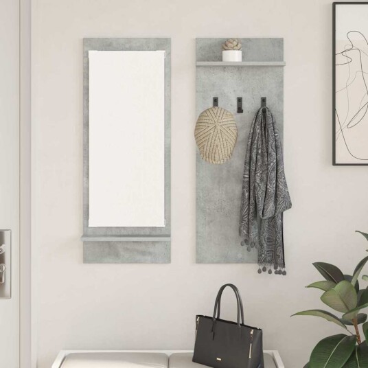  Vegghengt kleshenger Betonggrå 70 x 10 x 90 cm Konstruert tre