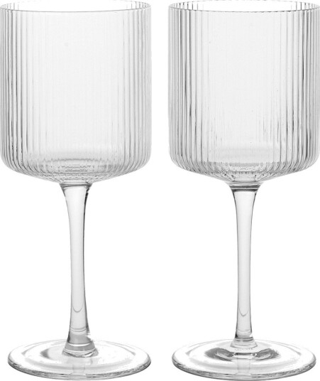 Ferm Living Ripple Hvitvinsglass 2 pakning Clear