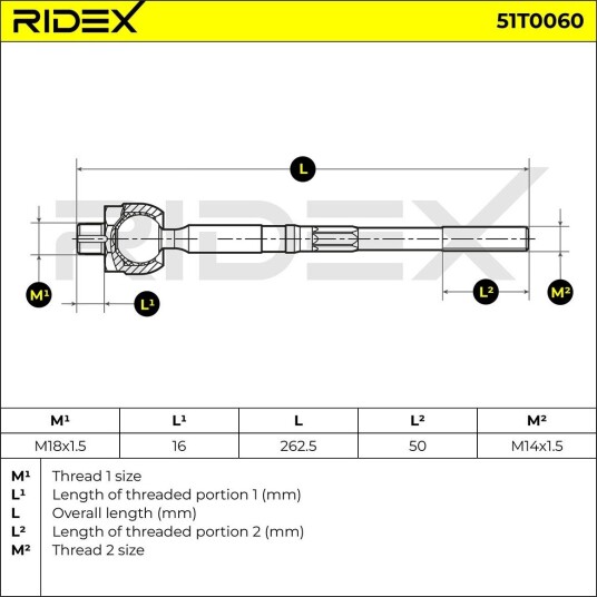 RIDEX 51T0060 Aksialledd, parallellstag RIDEX 51T0060 Aksialledd, parallellstag