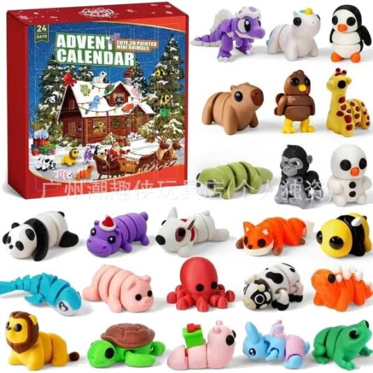 2026 Adventskalendere Christmas Blind Box Countdown Calendar DIY 3D Printed Animal Blind Boxes A