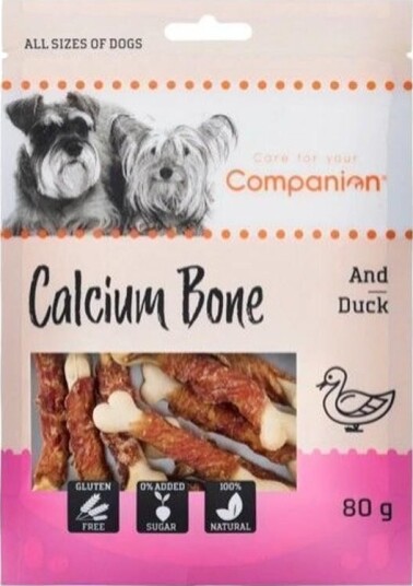 Companion Duck Calcium Bone 80 g – Hundefôr med Kalsium for Sterke Knokler og Tenner Companion Duck Calcium Bone 80 g – Hundefôr med Kalsium for Sterke Knokler og Tenner