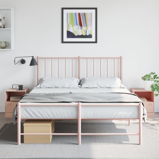 Nattbord 2 stk rosa 34,5x39x44 cm stål 841754