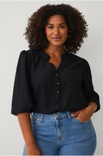 Ellos Plus collection Blondebluse Svart