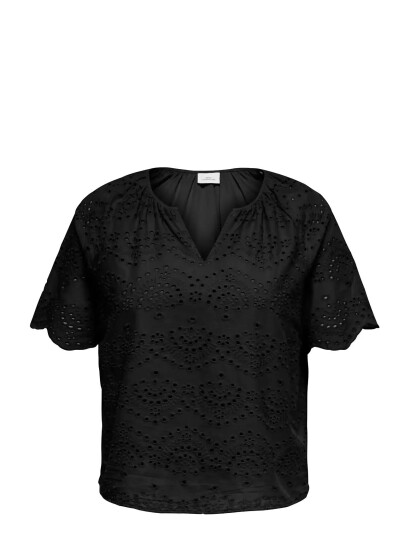 ONLY Carmakoma Carkajsa Ss V Neck Top Wvn Black 48