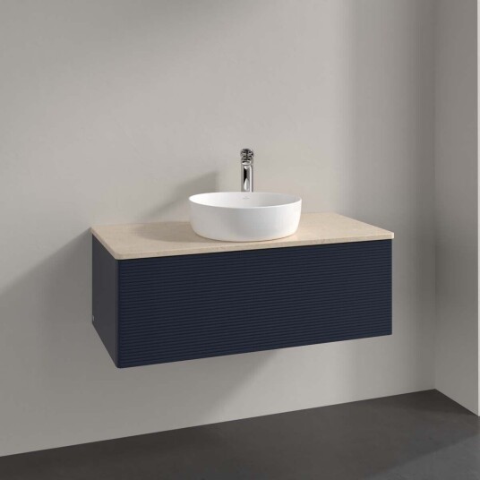 Villeroy & Boch Antao Servantskap med 1 skuff 100x50x36 cm u/lys Blå Matt/Crème Villeroy & Boch Antao Servantskap med 1 skuff 100x50x36 cm u/lys Blå Matt/Crème