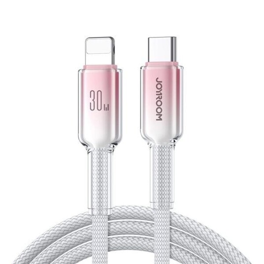 Joyroom Crystal-Clear USB-kabel 30W USB-C til Lightning 1,2 m hvit