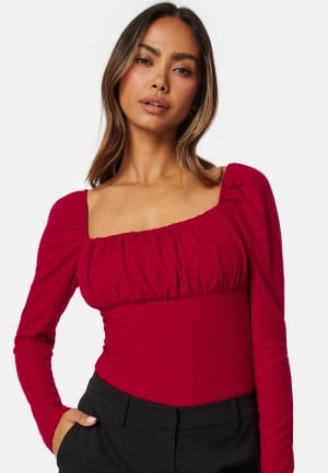 BUBBLEROOM Neija Square Neck Top Red XS