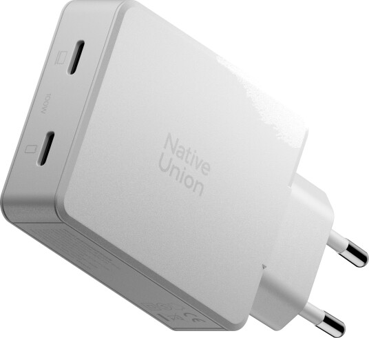Native Union 100 W GaN Vegglader med 2 Porter Hvit