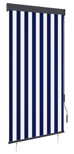 vidaXL Utendørs rullegardin 80x250 cm blå og hvit