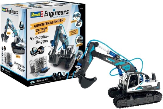 Revell 1:24 Hydraulisk Gravemaskin Adventskalender for Barn 8+ Byggetema